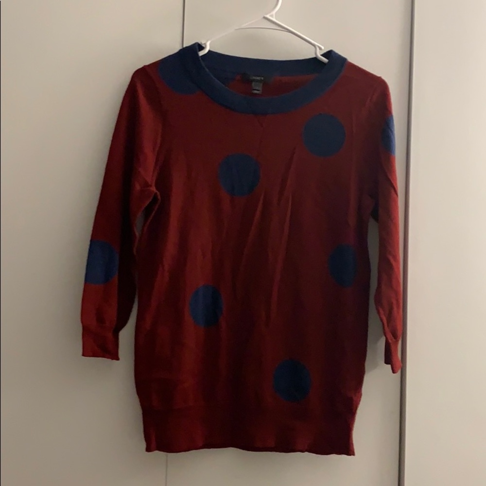 J. Crew 3/4 sleeve polka dot sweater